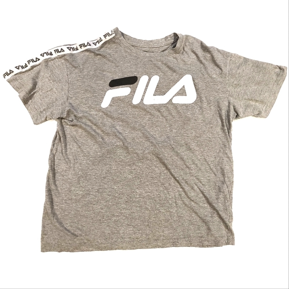 3/$20 FILA Gray Logo Shoulder Trim T-shirt